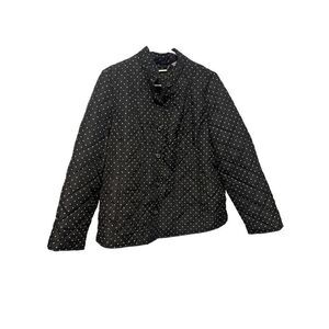 CHICO’S Black Polka-Dot Mandarin Collar Quilted Jacket